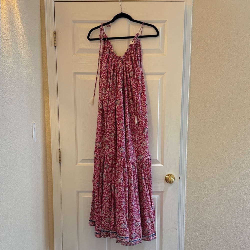Natalie Martin Pink Floral Maxi Dress 100% Hand-washable Silk - M